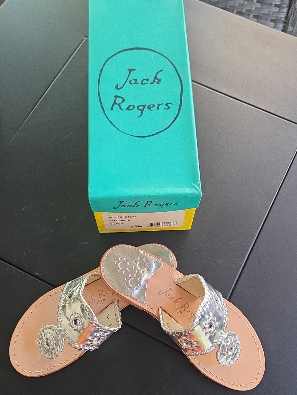 Jack Rogers Women’s Silver Leather Sandal - Hampton Style